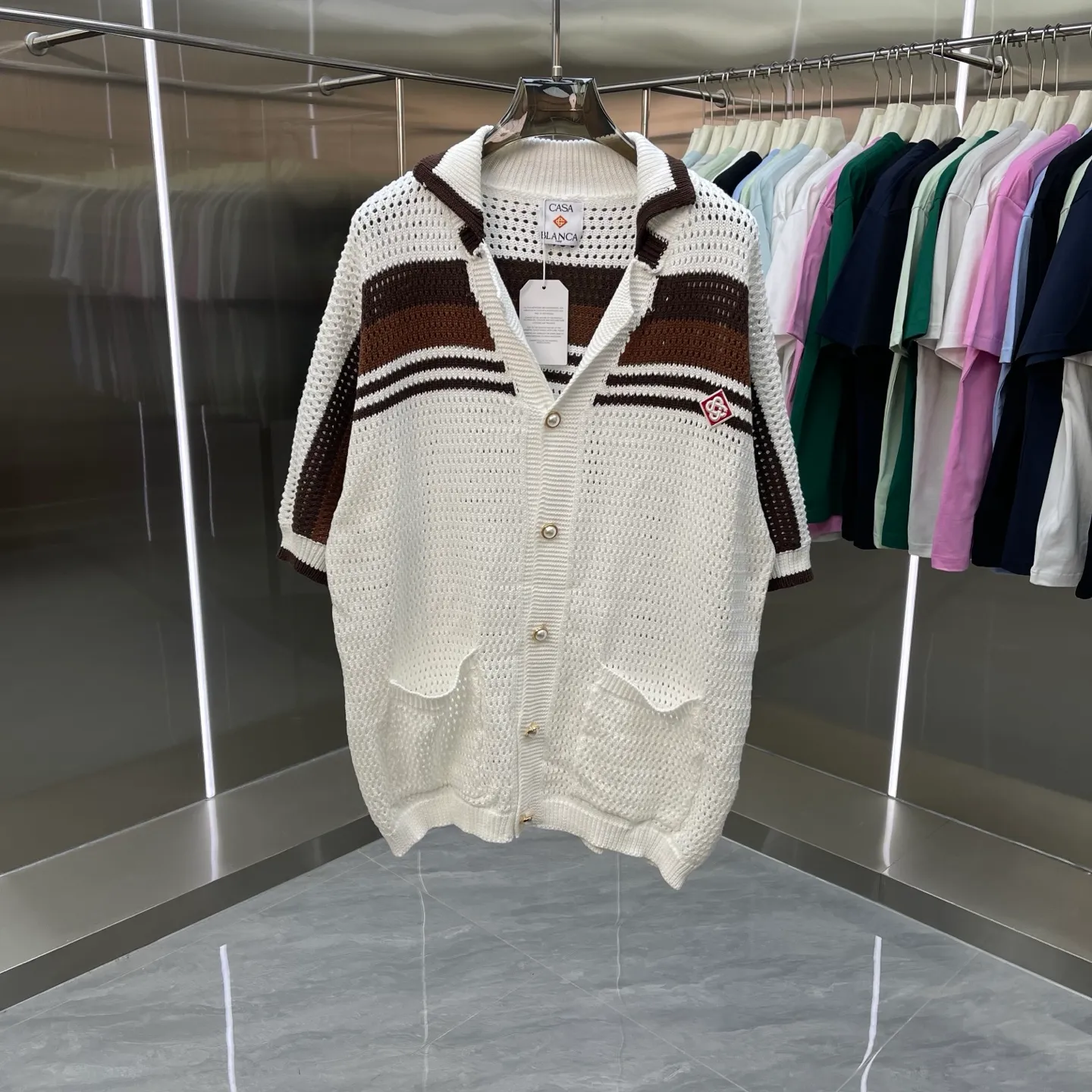 CASABLANCA Casablanca sweater suit (high version) Original development Comfortable upper body Imported equipment Original high-density embroidered seal Two-color splicing Hand-sewn cuffs + hem Made by domestic first-line brands Factory OEM workmanship Impeccable Sizes: S M L XL XXL